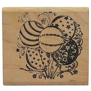 VTG RSH Balloons Rubber Stamp 2.25"x2.5" Festive Wood Mounted Birthday Party